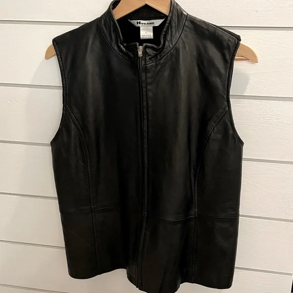 Nygard Collection black genuine leather front vest large - Picture 1 of 5